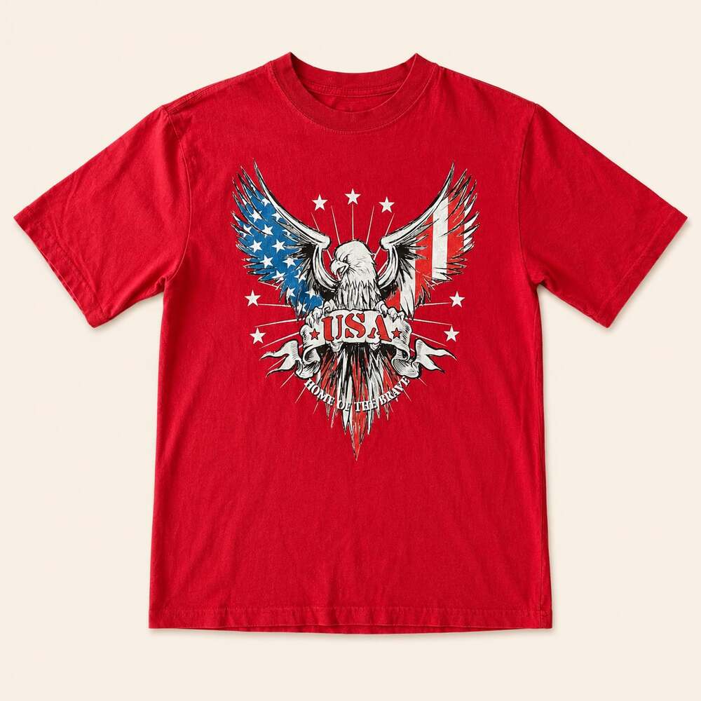 Y2K‎ Americana Eagle Graphic Tee Kids L/XL Red USA Shirt